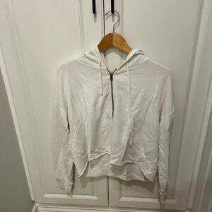 American Eagle Women's White Zip Up Sweater- Sz L/XL